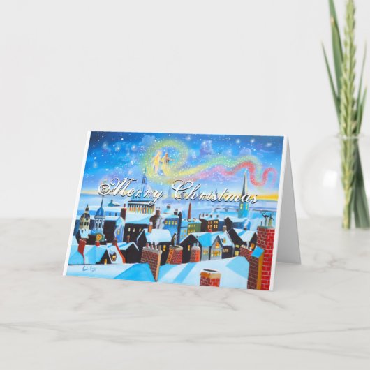 Frohe Weihnachts-Scrooge und London Feiertagskarte (Vorderseite)