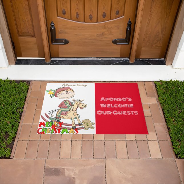 Frohe Weihnachts-Segnungen Red Elf Matt Doormat Fußmatte (Außenbereich)