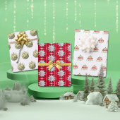 Frohe Weihnachts-Set von drei Wrapping Paper Sheet Geschenkpapier Set