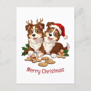 Frohe Weihnachts Shetland Sheepdogs Feiertagspostkarte