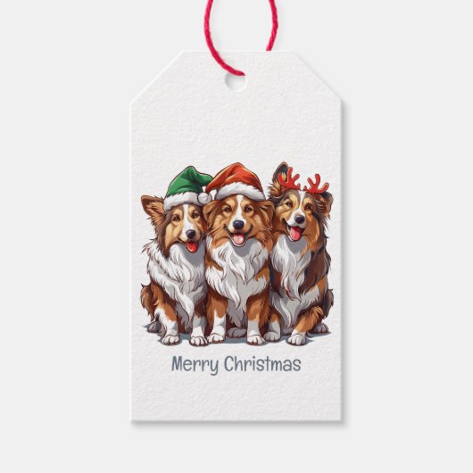 Frohe Weihnachts Shetland Sheepdogs Geschenkanhänger (Vorderseite)