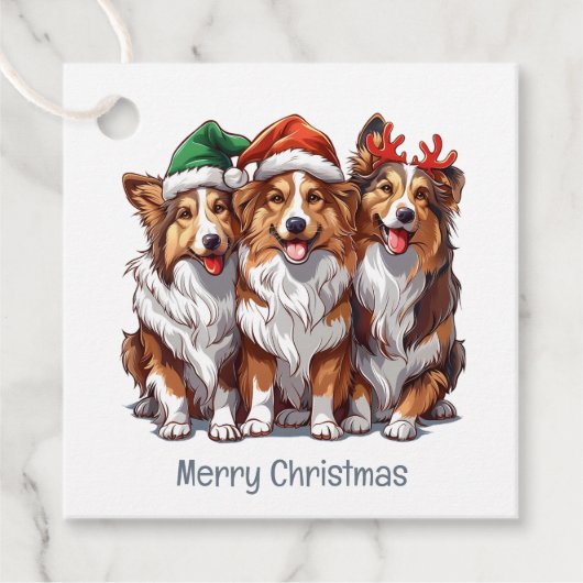 Frohe Weihnachts Shetland Sheepdogs Geschenkanhänger (Vorderseite)