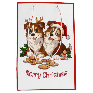 Frohe Weihnachts Shetland Sheepdogs Mittlere Geschenktüte