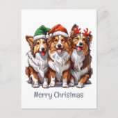 Frohe Weihnachts Shetland Sheepdogs Postkarte (Vorderseite)