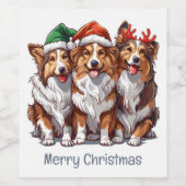 Frohe Weihnachts Shetland Sheepdogs Weinetikett (Einzelnes Label)