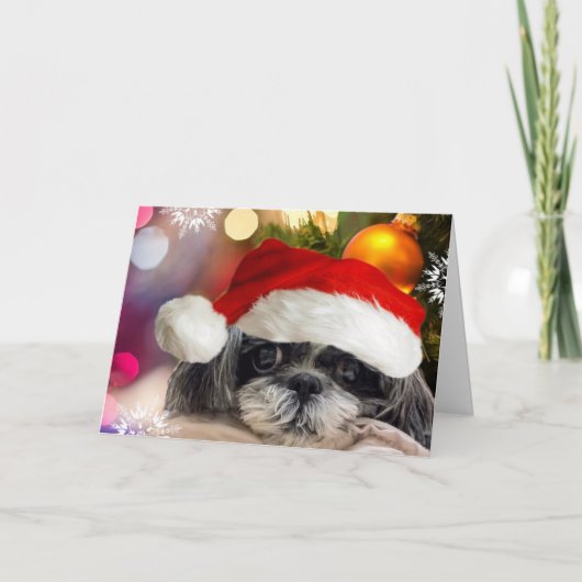Frohe Weihnachts Shih Tzu Grußkarte Feiertagskarte (Vorderseite)