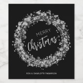 Frohe Weihnachts-Silberstars Weinetikett (Einzelnes Label)