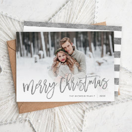 Frohe Weihnachts Silver Script Foto Overlay Feiertagskarte