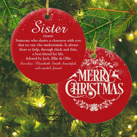 Frohe Weihnachts Sister Definition Schneeflocken Keramik Ornament