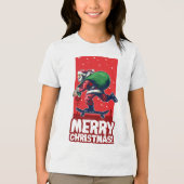 Frohe Weihnachts-Skateboarding Santa | Urlaub Tri-Blend Shirt (Vorderseite)