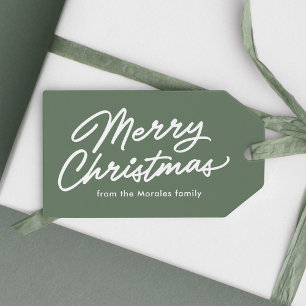 Frohe Weihnachts-Skript einfache Weise Weise Grüne Geschenkanhänger