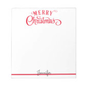 Frohe Weihnachts-Skript Fügen Sie Ihren Namen Gesc Notizblock (Vorderseite)