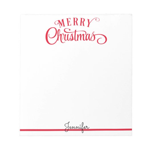 Frohe Weihnachts-Skript Fügen Sie Ihren Namen Gesc Notizblock (Vorderseite)