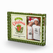 Frohe Weihnachts Sleigh Text Green Snowflake Custo Fotoblock (Rechts)