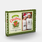 Frohe Weihnachts Sleigh Text Green Snowflake Custo Fotoblock (Links)