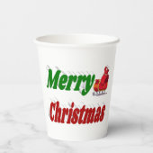 Frohe Weihnachts-Sleigh-Typografie Pappbecher (Rückseite)