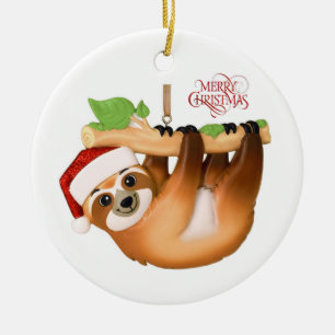 Frohe Weihnachts-Sloth-Keramik Keramik Ornament