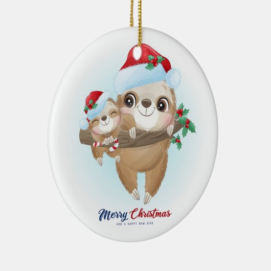 Frohe Weihnachts-Sloth Keramik Ornament (Rechts)