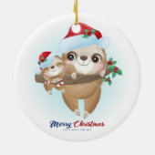 Frohe Weihnachts-Sloth Keramik Ornament (Hinten)