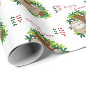 Frohe Weihnachts-Sloth-Muster Wrapping Paper Geschenkpapier (Rolleneckpunkt)