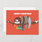 Frohe Weihnachts-Sloth-Postkarte Feiertagspostkarte (Vorne/Hinten)