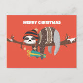 Frohe Weihnachts-Sloth-Postkarte Feiertagspostkarte (Vorderseite)
