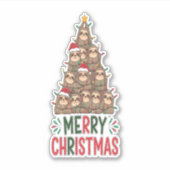 Frohe Weihnachts-Sloth-Tree Aufkleber (Vorderseite)