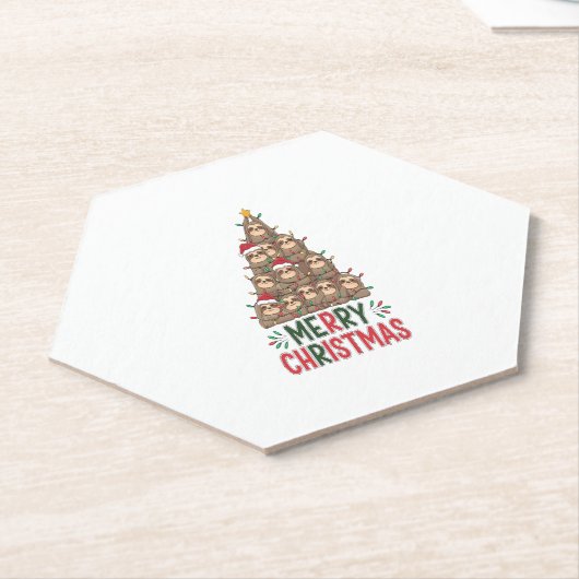 Frohe Weihnachts-Sloth-Tree Untersetzer (angewinkelt)