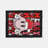 Frohe Weihnachts Smile Face Santa Claus Hat Groovy Fleecedecke (Vorderseite (Horizontal))
