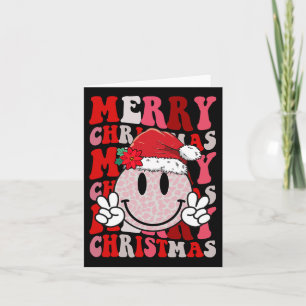 Frohe Weihnachts Smile Face Santa Claus Hat Groovy Karte