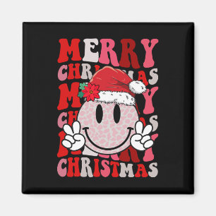 Frohe Weihnachts Smile Face Santa Claus Hat Groovy Magnet