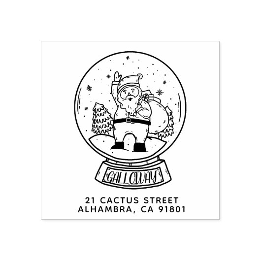 Frohe Weihnachts Snowball Santas Rücksendeadresse Gummistempel (Prägung)