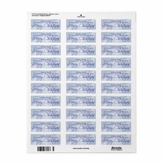 Frohe Weihnachts Snowflake Blue Address Labels (Vorne)