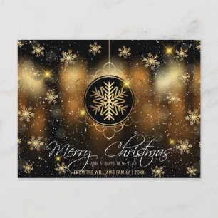Frohe Weihnachts-Snowflake Gold Black Family Foto Feiertagspostkarte
