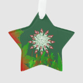 Frohe Weihnachts-Snowflake Green Custom Star Ornament (Rückseite)