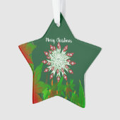 Frohe Weihnachts-Snowflake Green Custom Star Ornament (Vorderseite)
