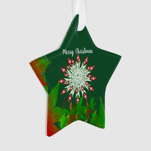 Frohe Weihnachts-Snowflake Green Custom Star Ornament (Vorderseite)