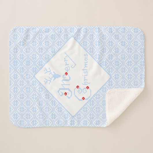 Frohe Weihnachts-Snowflake-Muster Sherpadecke (Vorderseite (Horizontal))