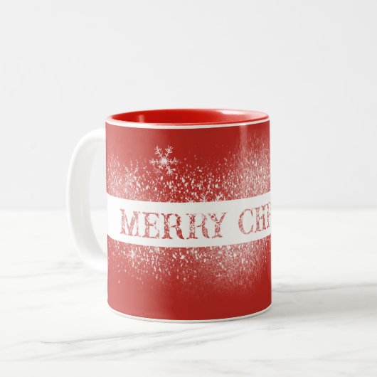 Frohe Weihnachts-Snowflake-Tasse Zweifarbige Tasse (Vorderseite Links)