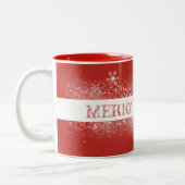 Frohe Weihnachts-Snowflake-Tasse Zweifarbige Tasse (Links)