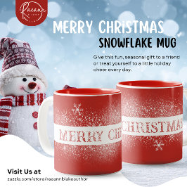 Frohe Weihnachts-Snowflake-Tasse Zweifarbige Tasse