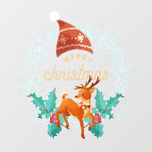 Frohe Weihnachts Snowflake Wreath Raindeer Door Fensteraufkleber (Blatt)