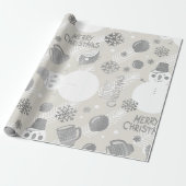 Frohe Weihnachts Snowman Coffe Tasse Silver White Geschenkpapier (Ungerollt)