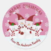 Frohe Weihnachts-Snowman Custom Classic Round Stic Runder Aufkleber (Vorderseite)