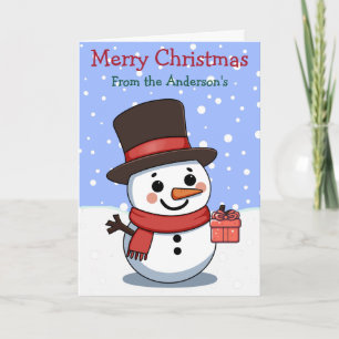 Frohe Weihnachts Snowman Custom Familienname Karte