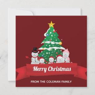 Frohe Weihnachts-Snowman-Familie Niedliche Custom Feiertagskarte