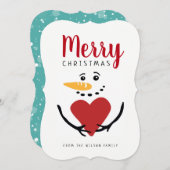 Frohe Weihnachts Snowman Flat Card Feiertagskarte (Vorne/Hinten)