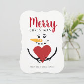 Frohe Weihnachts Snowman Flat Card Feiertagskarte (Stehend Vorderseite)