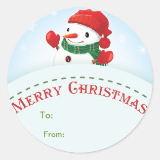 Frohe Weihnachts-Snowman-Geschenk-Tag Sticker