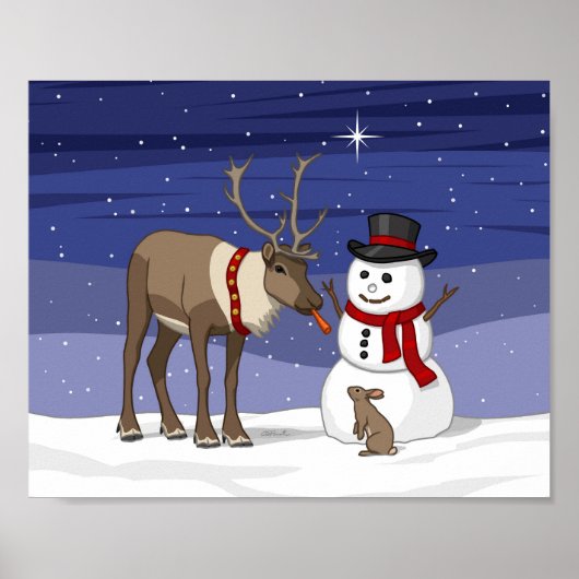 Frohe Weihnachts-Snowman & Niedliches Reindeer-Pos Poster (Vorne)